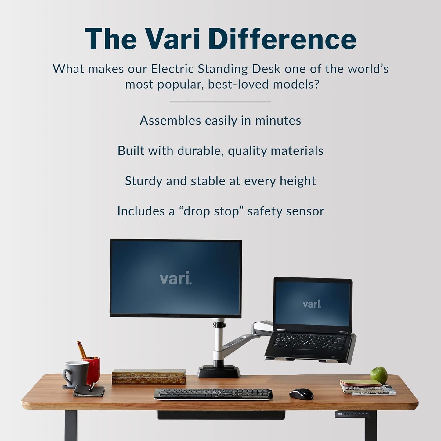 Electric Standing Desk 60" X 30" - Dual Motor Sit to Stand Desk - Push Button Memory Settings - Solid Top with Height Adjustable Steel Legs - Work or Home Office Desk - (Butcher Block)