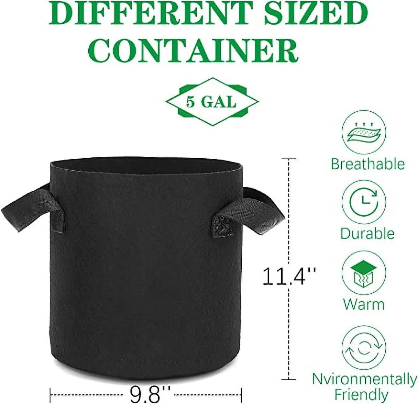 20 Gal Cylindrical Grow Bag with Handles (6 Count)