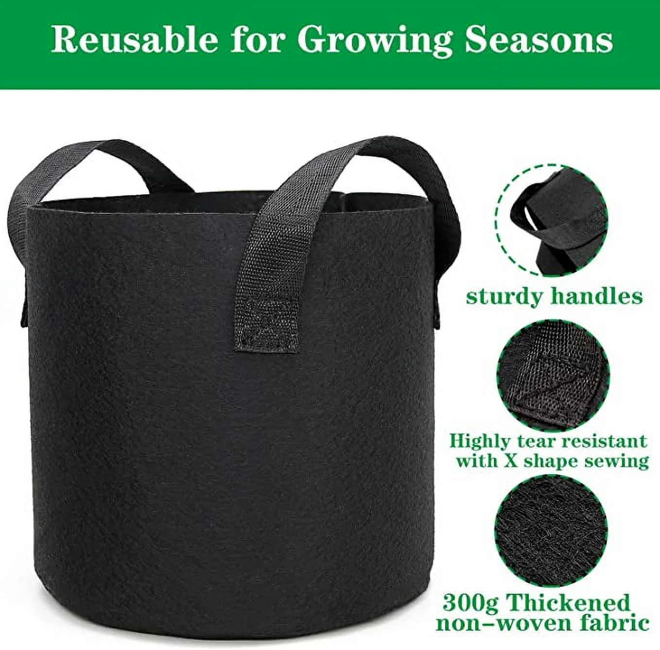 20 Gal Cylindrical Grow Bag with Handles (6 Count)