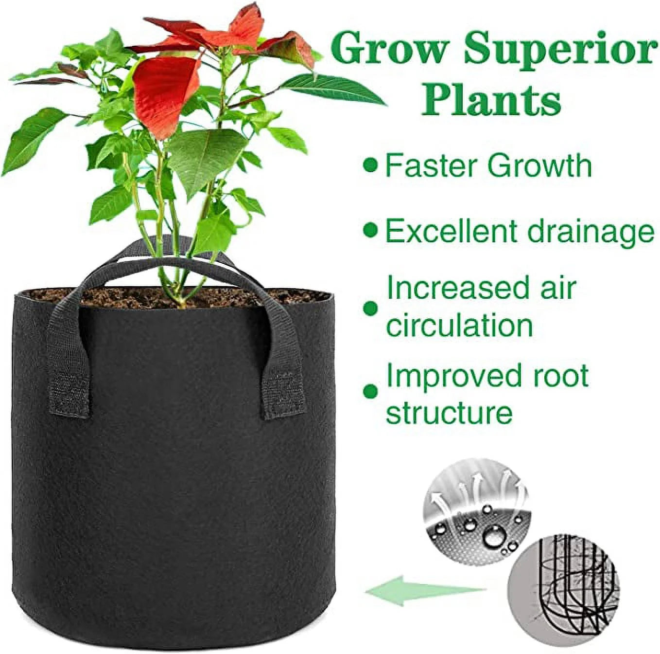 20 Gal Cylindrical Grow Bag with Handles (6 Count)