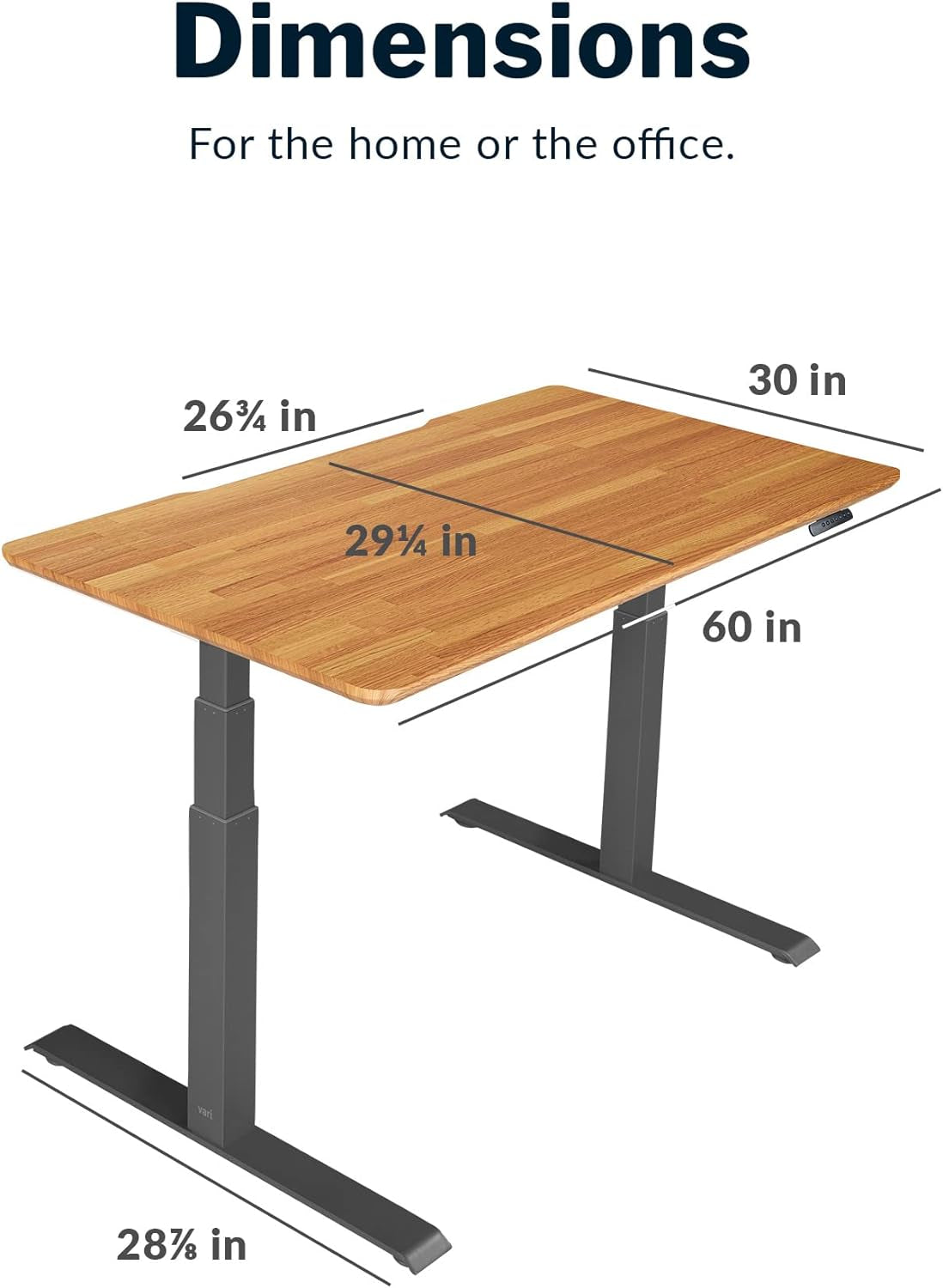 Electric Standing Desk 60" X 30" - Dual Motor Sit to Stand Desk - Push Button Memory Settings - Solid Top with Height Adjustable Steel Legs - Work or Home Office Desk - (Butcher Block)