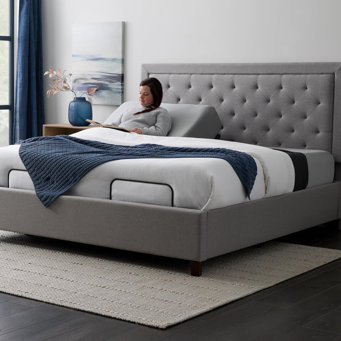 L600 Adjustable Bed Base Frame - with Massage Features - Bluetooth Compatible with Companion App - Head and Foot Incline - under Bed Lighting - Dual USB Charging Stations - Twin XL