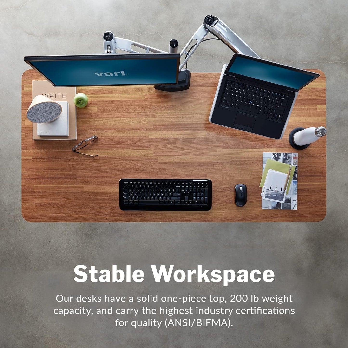Electric Standing Desk 60" X 30" - Dual Motor Sit to Stand Desk - Push Button Memory Settings - Solid Top with Height Adjustable Steel Legs - Work or Home Office Desk - (Butcher Block)