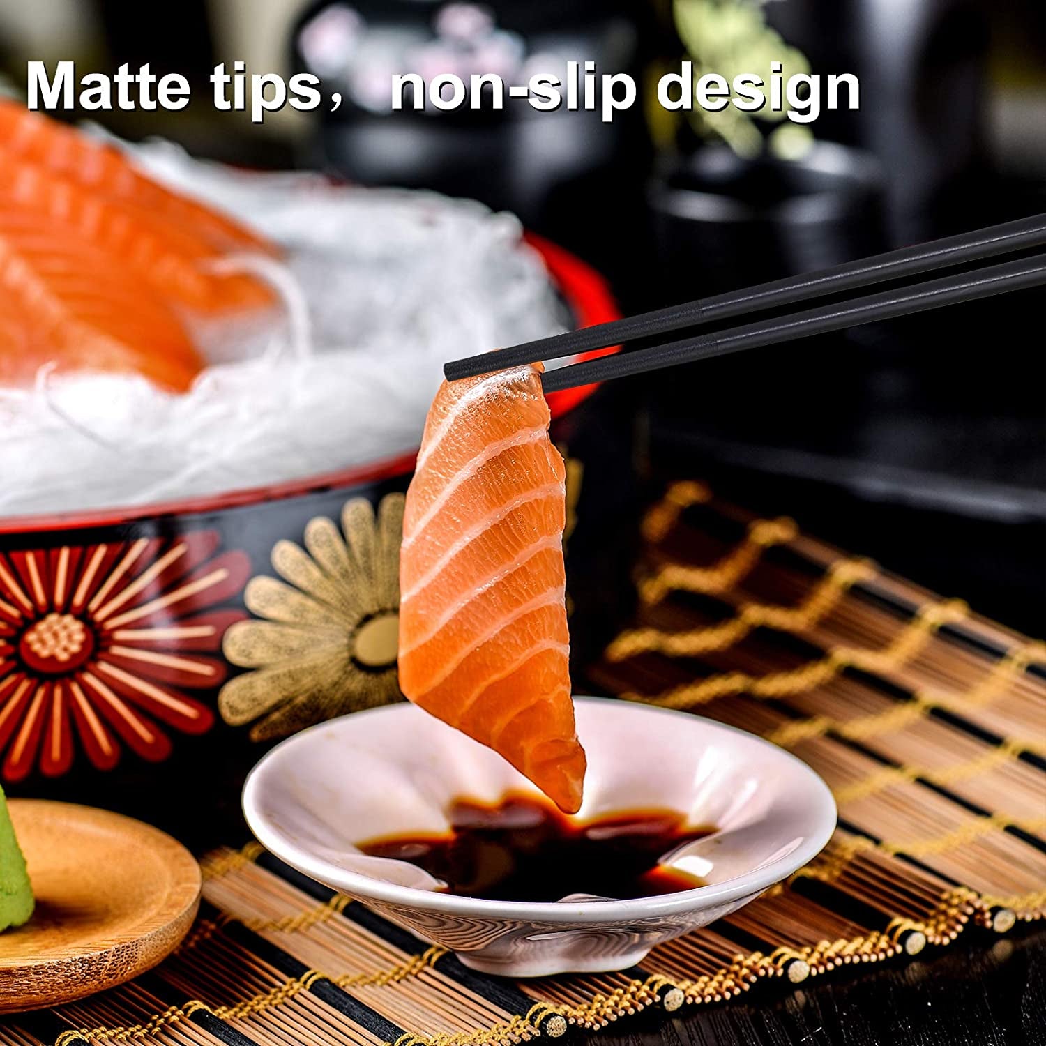 Chopsticks 10 Pairs Fiberglass Chopsticks, Non-Slip Chopsticks, Dishwasher Safe for Chinese Style Japanese Food Cooking Chopsticks (9.5 Inch Five Colors)