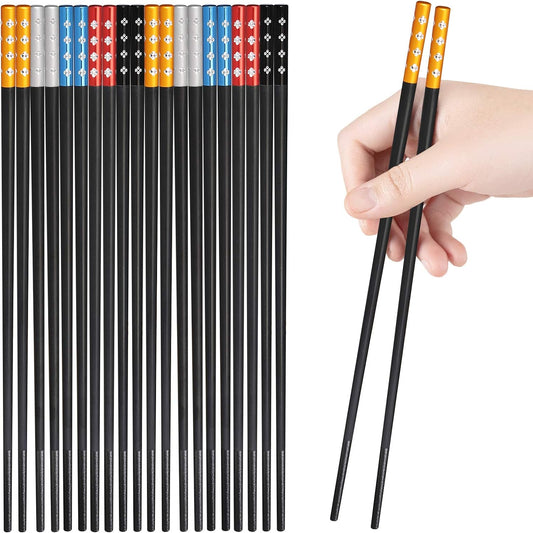 Chopsticks 10 Pairs Fiberglass Chopsticks, Non-Slip Chopsticks, Dishwasher Safe for Chinese Style Japanese Food Cooking Chopsticks (9.5 Inch Five Colors)