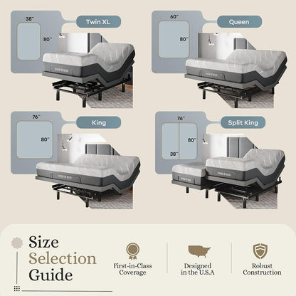 Classic Adjustable Bed Base (Frame) + 14 Inch Hybrid Spring Matt (Medium Soft), Head and Foot Lift, Massage, Under-Bed Lights, USB, Memory Positions, Zero Gravity, Wireless Remote - King