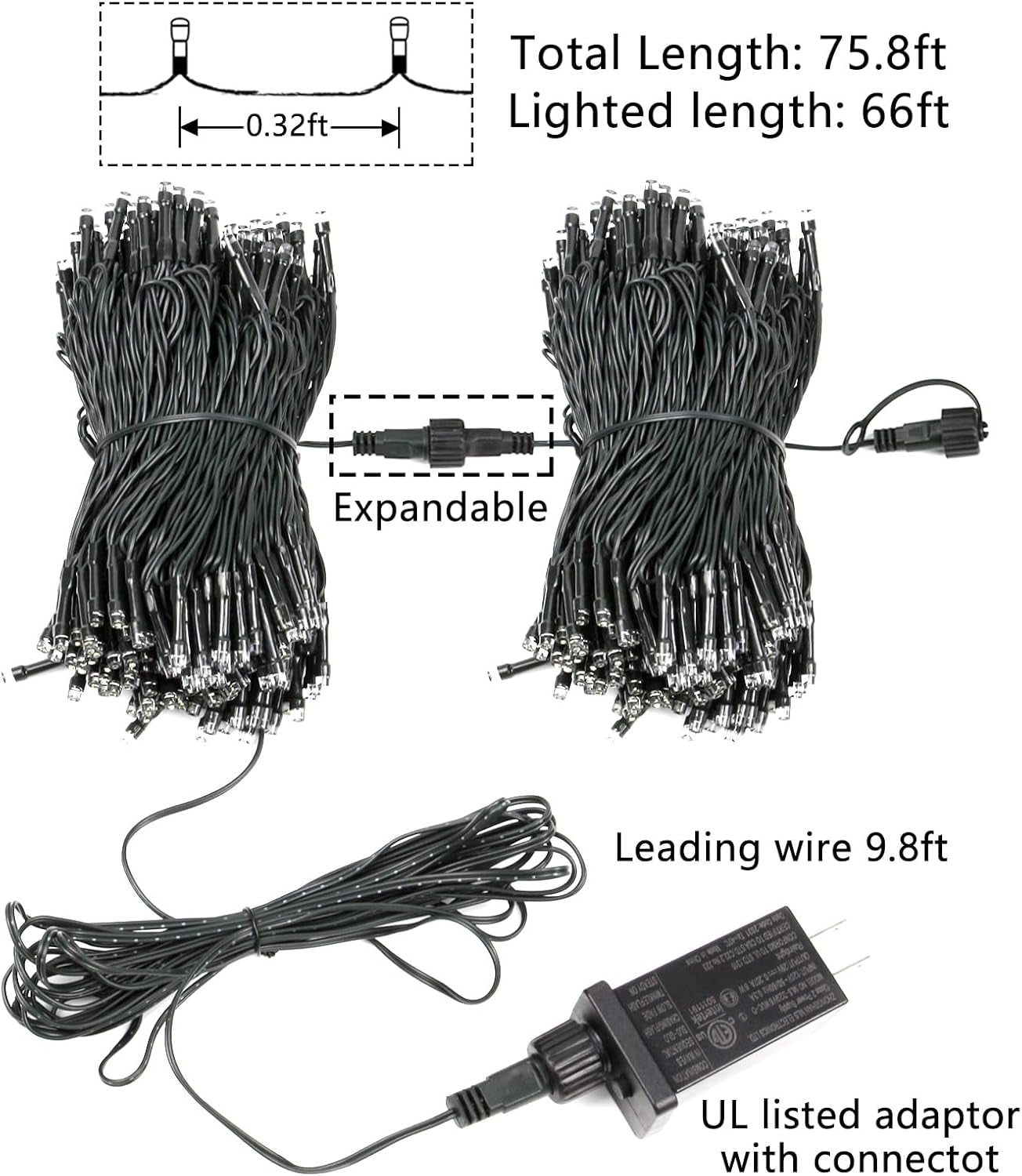 Upgraded 82FT 200 LED Christmas String Lights Outdoor/Indoor (Extendable Green Wire, Ultra-Bright with 8 Modes, UL Certified), Fairy String Lights for Xmas Tree Holiday Party Decoration, Warm White