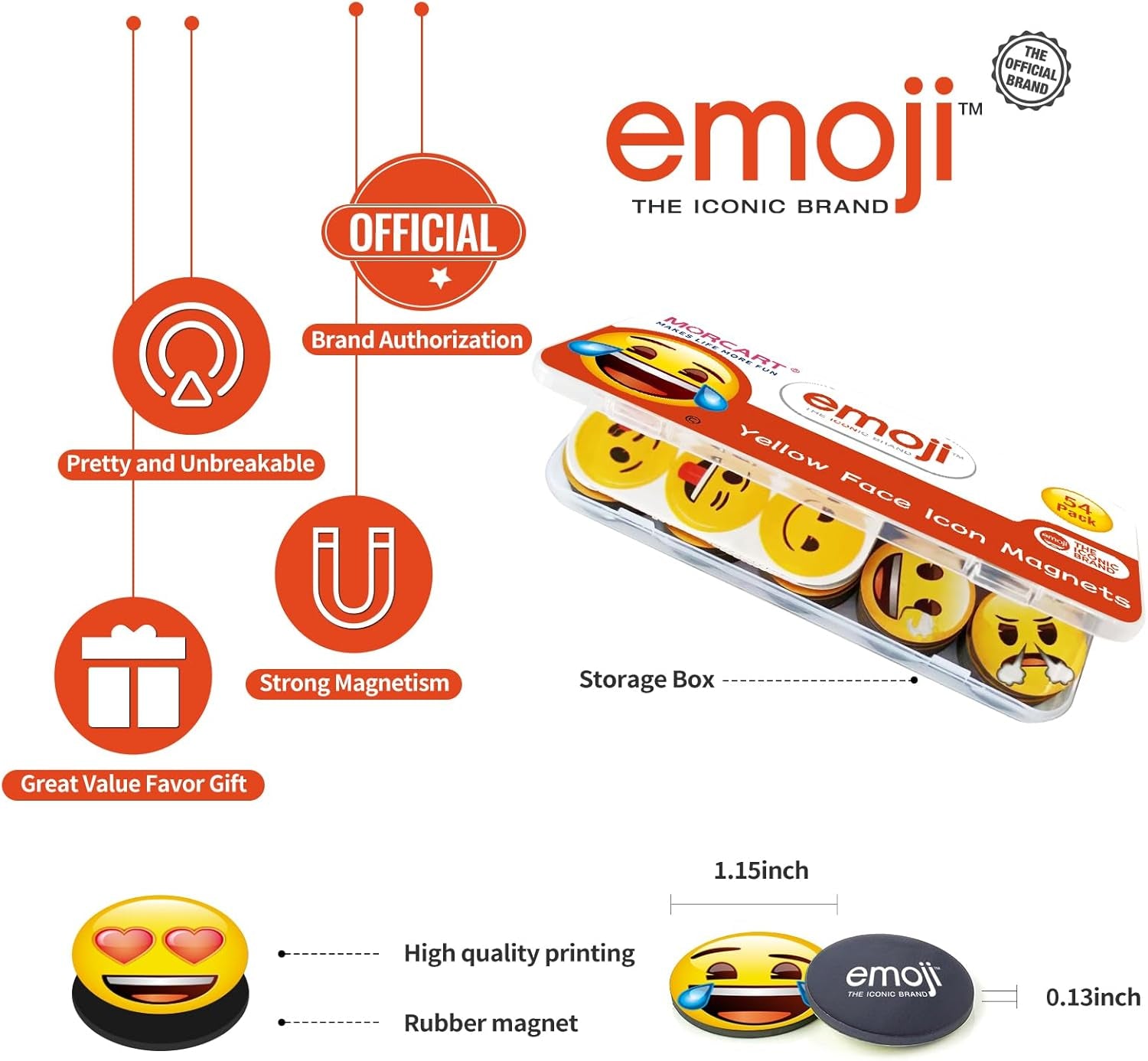 54 Emoji Magnets Refrigerator Magnets Fridge Magnets for Whiteboard Locker Decorative Magnets - Cute Funny Magnets for School Home Kitchen Office Gift for Family and Friend