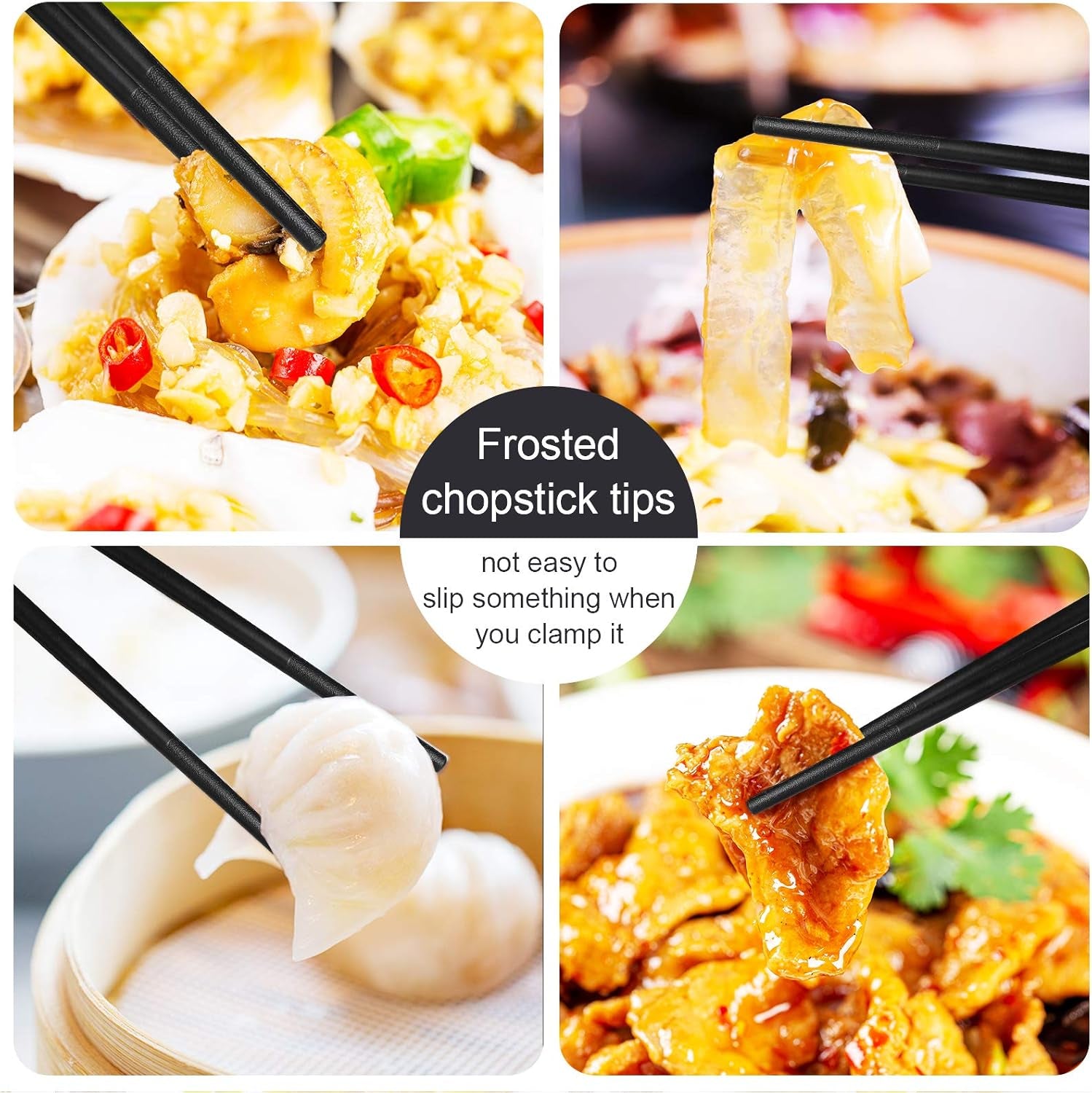 Chopsticks 10 Pairs Fiberglass Chopsticks, Non-Slip Chopsticks, Dishwasher Safe for Chinese Style Japanese Food Cooking Chopsticks (9.5 Inch Five Colors)